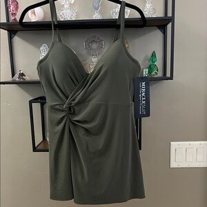 Miraclesuit Dark Green Twist Front Camisole Size 12
